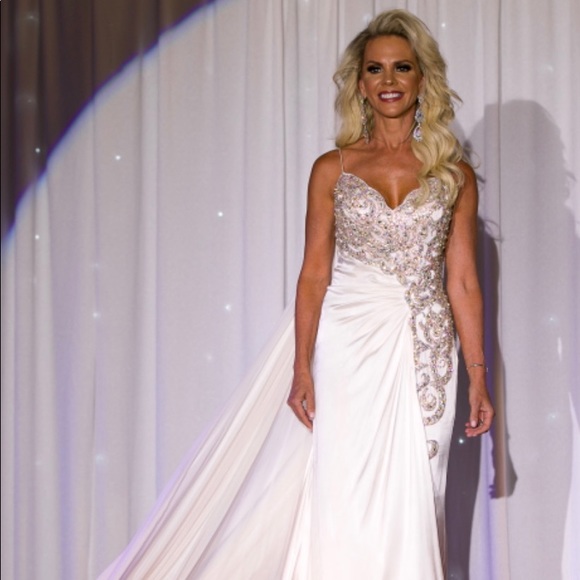 Mac Duggal White and Silver Embellished Wedding Dress - Picture 1 of 4